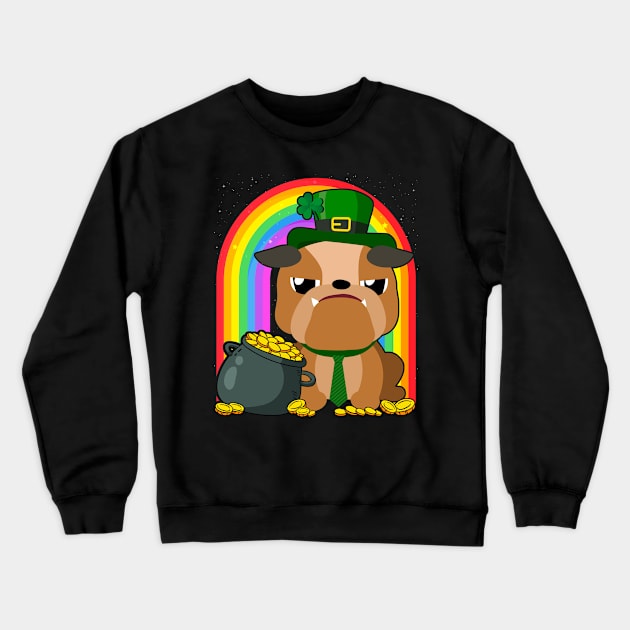 Bulldog Rainbow Irish Clover St Patrick Day Dog Gift product Crewneck Sweatshirt by theodoros20